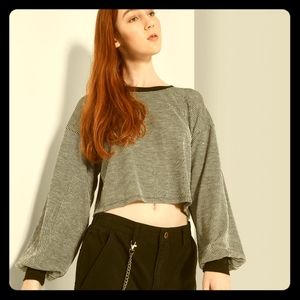 Wild Fable B&W Stripped Crop Sweater